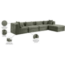  Meridian Stellar 152" Green Chenille Fabric Upholstered 5 pc Modular Sectional IMAGE 11