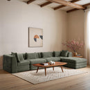  Meridian Stellar 152" Green Chenille Fabric Upholstered 5 pc Modular Sectional IMAGE 2