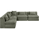  Meridian Stellar 114" Green Chenille Fabric Upholstered 5 pc Modular Sectional IMAGE 4