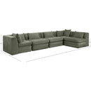  Meridian Stellar 152" Green Chenille Fabric Upholstered 5 pc Modular Sectional IMAGE 11