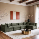  Meridian Stellar 152" Green Chenille Fabric Upholstered 5 pc Modular Sectional IMAGE 2