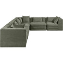  Meridian Stellar 152" Green Chenille Fabric Upholstered 6 pc Modular Sectional IMAGE 4