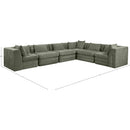  Meridian Stellar 152" Green Chenille Fabric Upholstered 6 pc Modular Sectional IMAGE 8