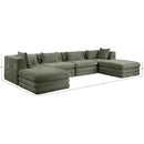  Meridian Stellar 152" Green Chenille Fabric Upholstered 6 pc Modular Sectional IMAGE 8