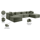 Meridian Stellar 152" Green Chenille Fabric Upholstered 6 pc Modular Sectional IMAGE 9