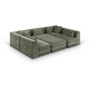  Meridian Stellar 114" Green Chenille Fabric Upholstered 6 pc Modular Sectional IMAGE 1
