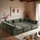  Meridian Stellar 114" Green Chenille Fabric Upholstered 6 pc Modular Sectional IMAGE 2