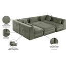  Meridian Stellar 114" Green Chenille Fabric Upholstered 6 pc Modular Sectional IMAGE 9