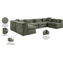  Meridian Stellar 152" Green Chenille Fabric Upholstered 6 pc Modular Sectional IMAGE 9