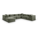  Meridian Stellar 152" Green Chenille Fabric Upholstered 7 pc Modular Sectional IMAGE 1