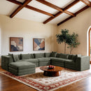  Meridian Stellar 152" Green Chenille Fabric Upholstered 7 pc Modular Sectional IMAGE 2