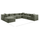  Meridian Stellar 152" Green Chenille Fabric Upholstered 7 pc Modular Sectional IMAGE 8