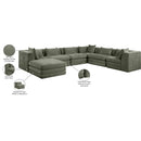  Meridian Stellar 152" Green Chenille Fabric Upholstered 7 pc Modular Sectional IMAGE 9