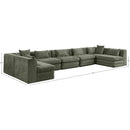  Meridian Stellar 190" Green Chenille Fabric Upholstered 7 pc Modular Sectional IMAGE 8