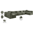  Meridian Stellar 190" Green Chenille Fabric Upholstered 7 pc Modular Sectional IMAGE 9
