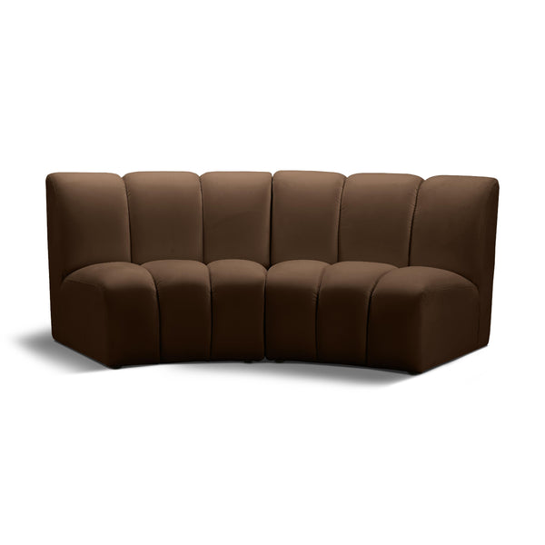 Meridian Infinity Brown Velvet 2 pc Modular Sectional IMAGE 1