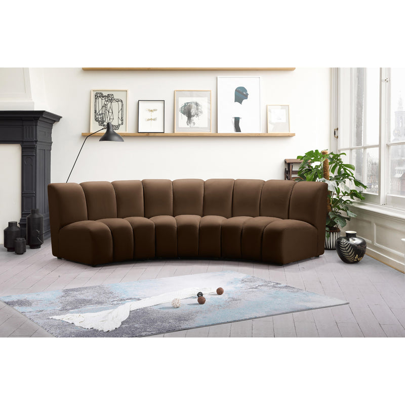 Meridian Infinity Brown Velvet 3 pc Modular Sectional IMAGE 2
