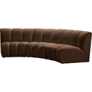 Meridian Infinity Brown Velvet 3 pc Modular Sectional IMAGE 3