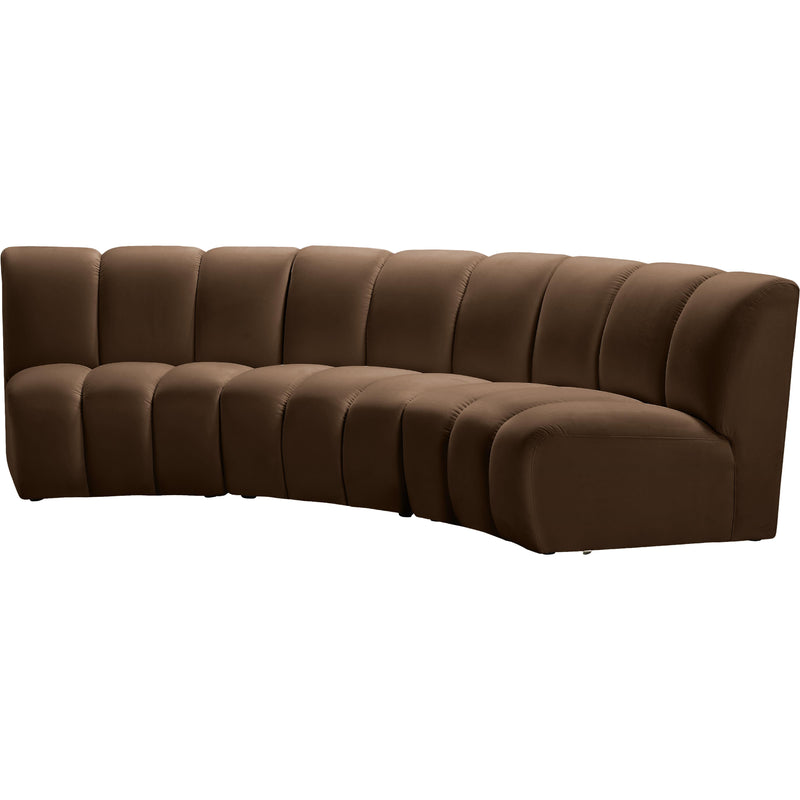 Meridian Infinity Brown Velvet 3 pc Modular Sectional IMAGE 3