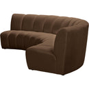 Meridian Infinity Brown Velvet 3 pc Modular Sectional IMAGE 6