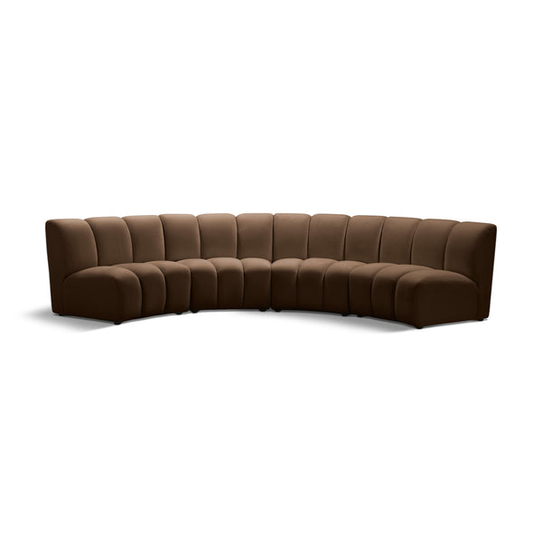 Meridian Infinity Brown Velvet 4 pc Modular Sectional IMAGE 1