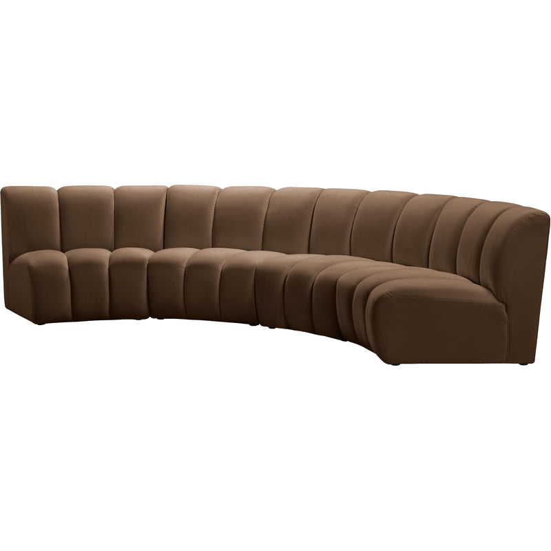 Meridian Infinity Brown Velvet 4 pc Modular Sectional IMAGE 3