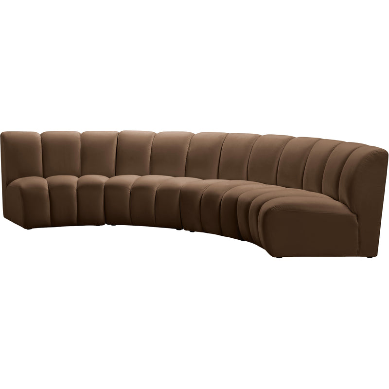 Meridian Infinity Brown Velvet 4 pc Modular Sectional IMAGE 6