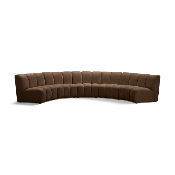Meridian Infinity Brown Velvet 5 pc Modular Sectional IMAGE 1