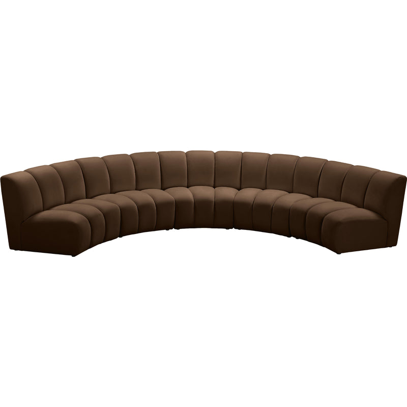 Meridian Infinity Brown Velvet 5 pc Modular Sectional IMAGE 5