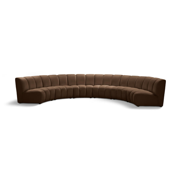 Meridian Infinity Brown Velvet 6 pc Modular Sectional IMAGE 1