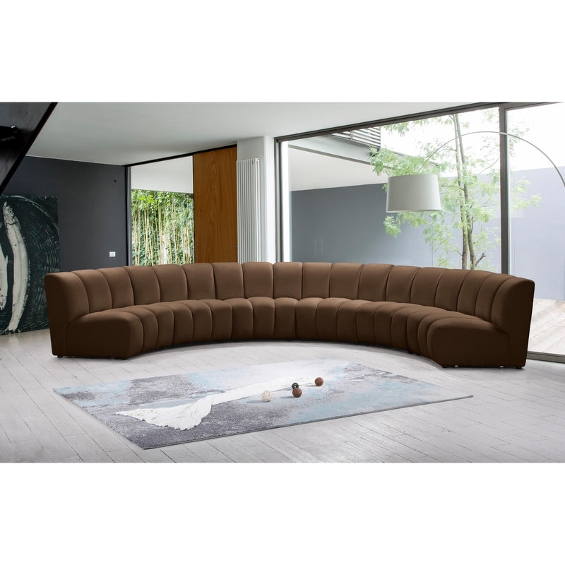 Meridian Infinity Brown Velvet 6 pc Modular Sectional IMAGE 2