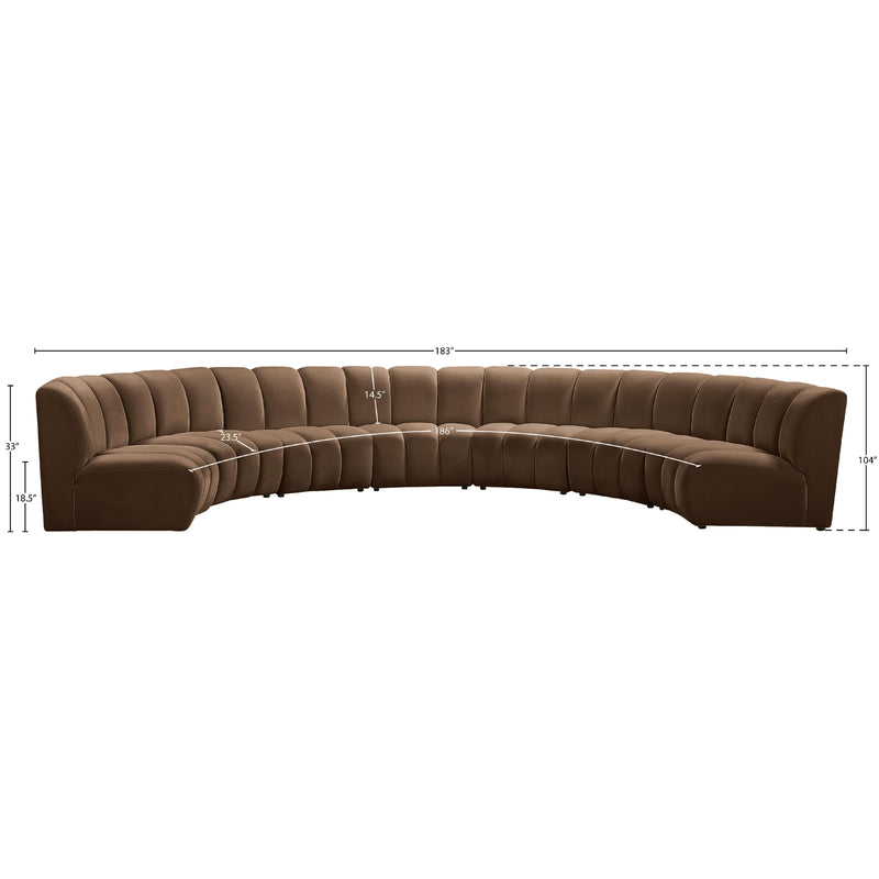 Meridian Infinity Brown Velvet 7 pc Modular Sectional IMAGE 10