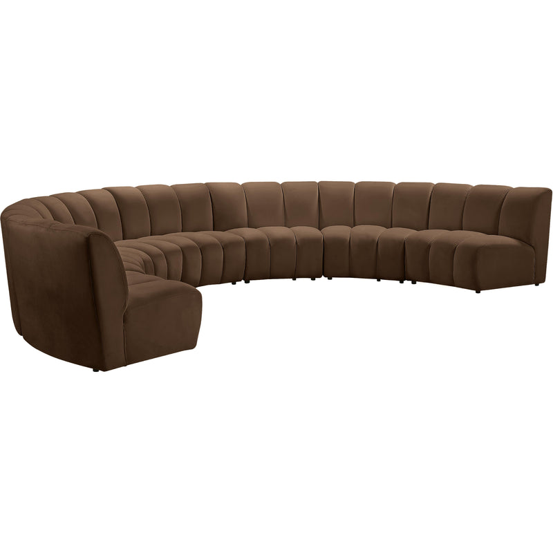 Meridian Infinity Brown Velvet 7 pc Modular Sectional IMAGE 3