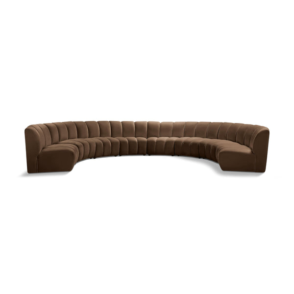 Meridian Infinity Brown Velvet 8 pc Modular Sectional IMAGE 1