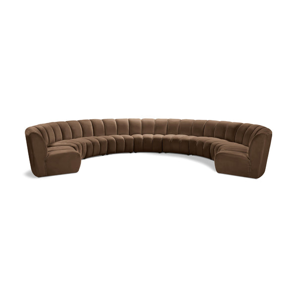 Meridian Infinity Brown Velvet 9 pc Modular Sectional IMAGE 1