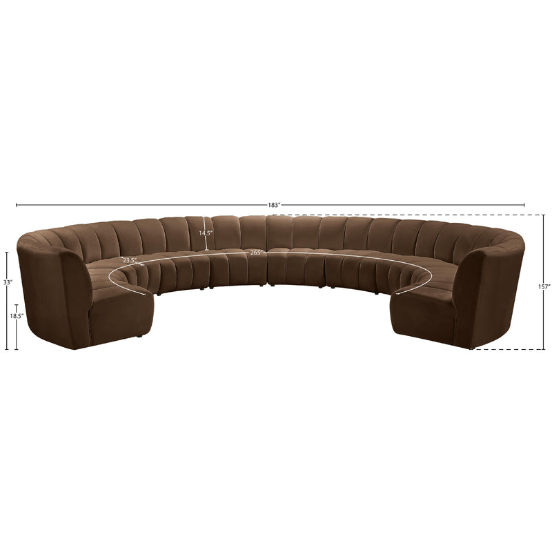 Meridian Infinity Brown Velvet 10 pc Modular Sectional IMAGE 10