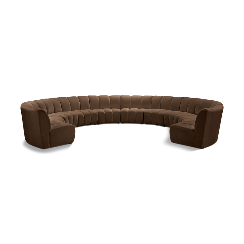 Meridian Infinity Brown Velvet 10 pc Modular Sectional IMAGE 1