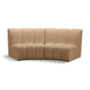  Meridian Infinity 83" Camel Velvet Upholstered 2 pc Modular Sectional IMAGE 1