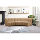  Meridian Infinity 119" Camel Velvet Upholstered 3 pc Modular Sectional IMAGE 2