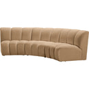  Meridian Infinity 119" Camel Velvet Upholstered 3 pc Modular Sectional IMAGE 3
