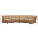  Meridian Infinity 148" Camel Velvet Upholstered 4 pc Modular Sectional IMAGE 11