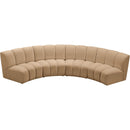  Meridian Infinity 148" Camel Velvet Upholstered 4 pc Modular Sectional IMAGE 5