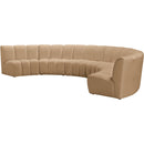  Meridian Infinity 174" Camel Velvet Upholstered 6 pc Modular Sectional IMAGE 6