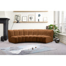  Meridian Infinity 119" Saddle Velvet Upholstered 3 pc Modular Sectional IMAGE 2