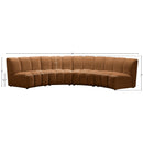  Meridian Infinity 148" Saddle Velvet Upholstered 4 pc Modular Sectional IMAGE 11
