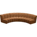  Meridian Infinity 148" Saddle Velvet Upholstered 4 pc Modular Sectional IMAGE 5