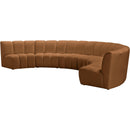  Meridian Infinity 174" Saddle Velvet Upholstered 6 pc Modular Sectional IMAGE 6