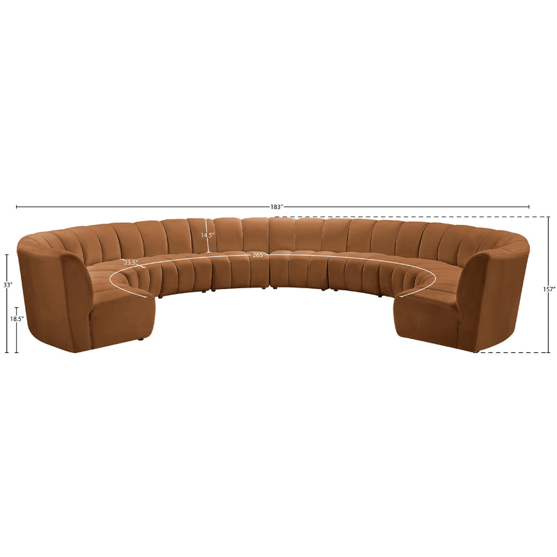 Meridian Infinity Saddle Velvet 10 pc Modular Sectional IMAGE 10
