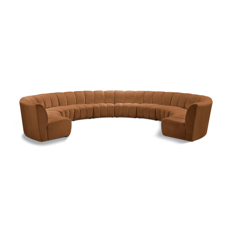 Meridian Infinity Saddle Velvet 10 pc Modular Sectional IMAGE 1
