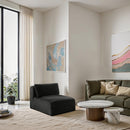 Meridian Shaggy Black Corduroy Performance Fabric Armless Chair IMAGE 2